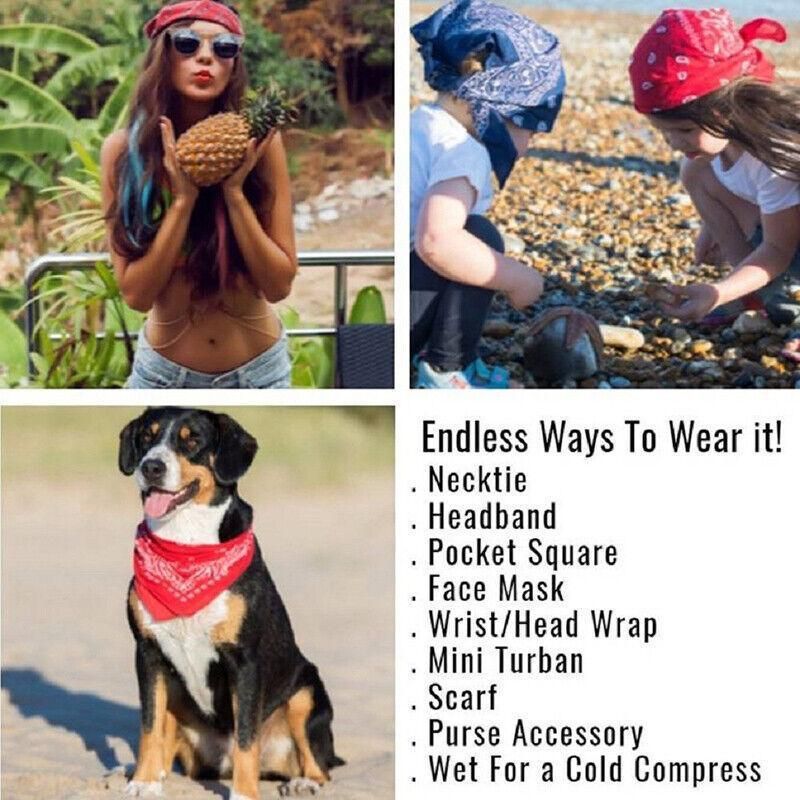 Paisley Bandana Scarf Head Wrap Face Neck Cover Summer Outdoor Fishing Headwear - Lake Blue