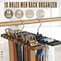 10 Slot Tie and Belt Hanger for Wardrobe Mens Closet Rack Organiser Hook - Black