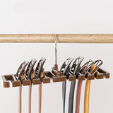 10 Slot Tie and Belt Hanger for Wardrobe Mens Closet Rack Organiser Hook - Brown - 45-Degree Angle