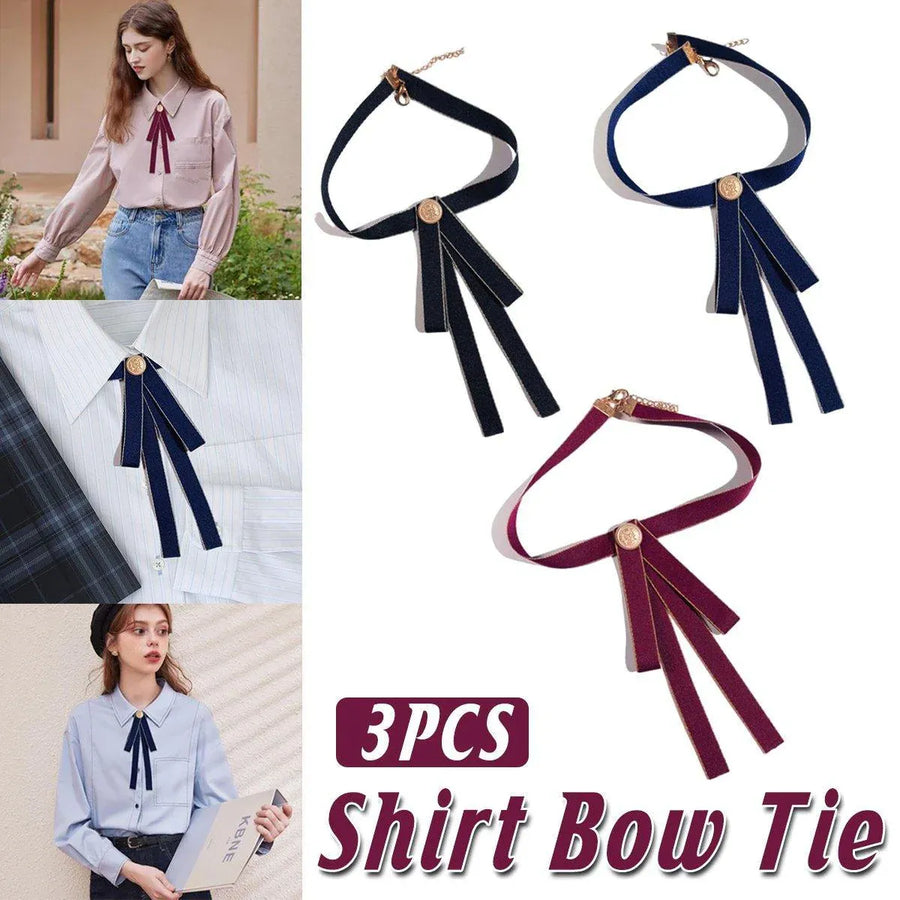 3PCS Unisex Pure School Uniform Tie Bow College Style Student JK Shirt Accessory