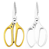 2X Japanese Heavy Duty Stainless Steel Kitchen Scissors Shears Fish Chicken Bone - 2pcs Silver - Low Angle
