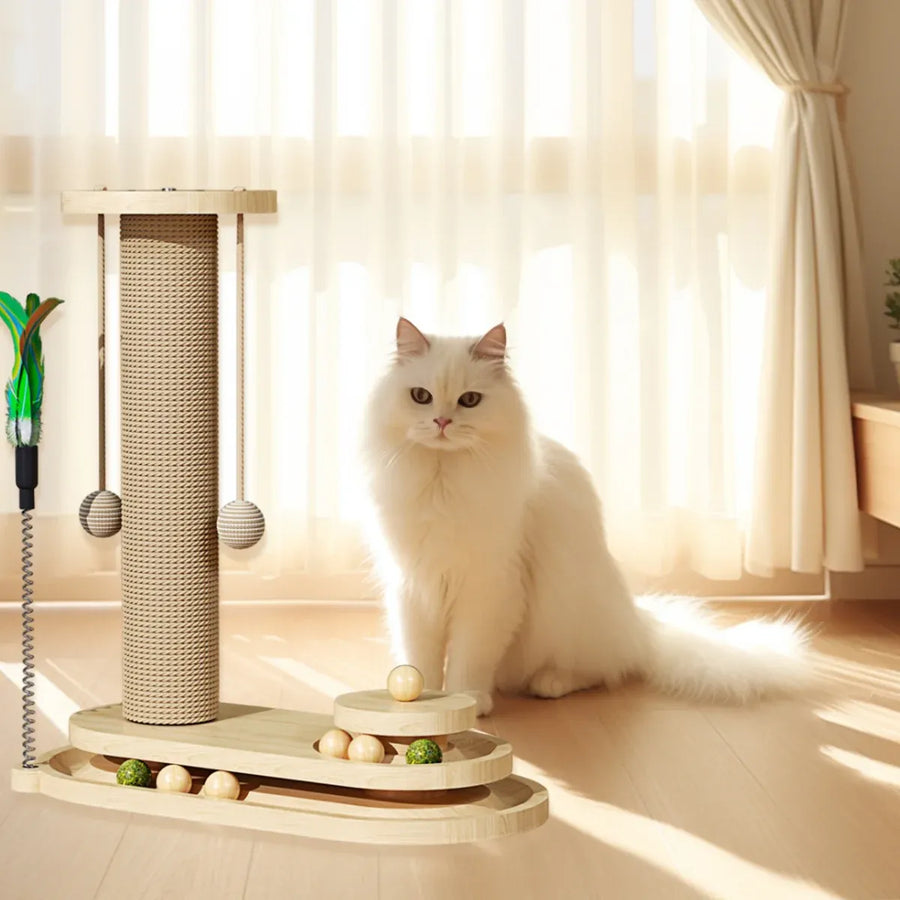 1-Piece Cat Scratching Post with Turntable Toy