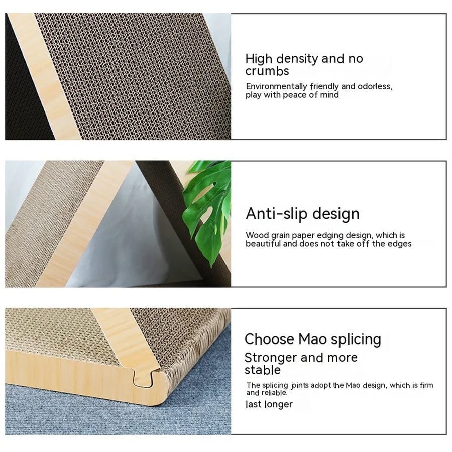 Triangular Cat Scratching Board Corrugated Paper Scratcher Pad Scraper Kitten