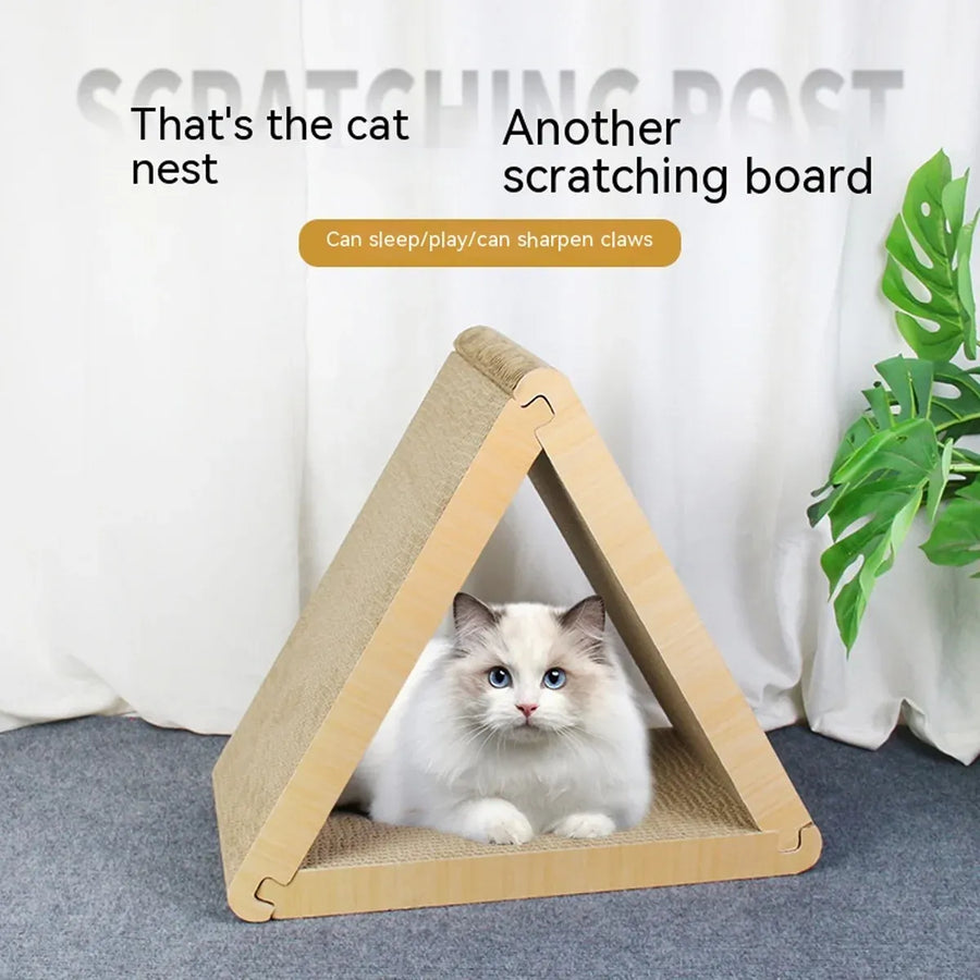 Triangular Cat Scratching Board Corrugated Paper Scratcher Pad Scraper Kitten