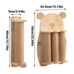 2Style Wood Wall-Mounted Natural Sisal Rope Cat Scratching Claw Grinding Pet Toy - Mouse-Solid Wood