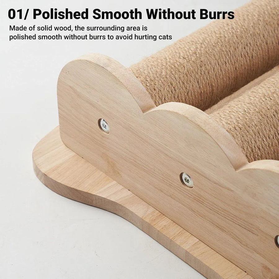 2Style Wood Wall-Mounted Natural Sisal Rope Cat Scratching Claw Grinding Pet Toy - Mouse-Solid Wood