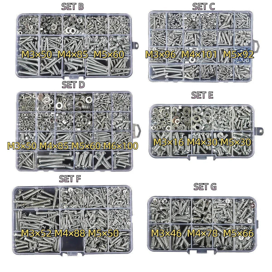 Household Self-tapping Screw Nut Gasket Box Set Multi-purpose Screw Assortment - F
