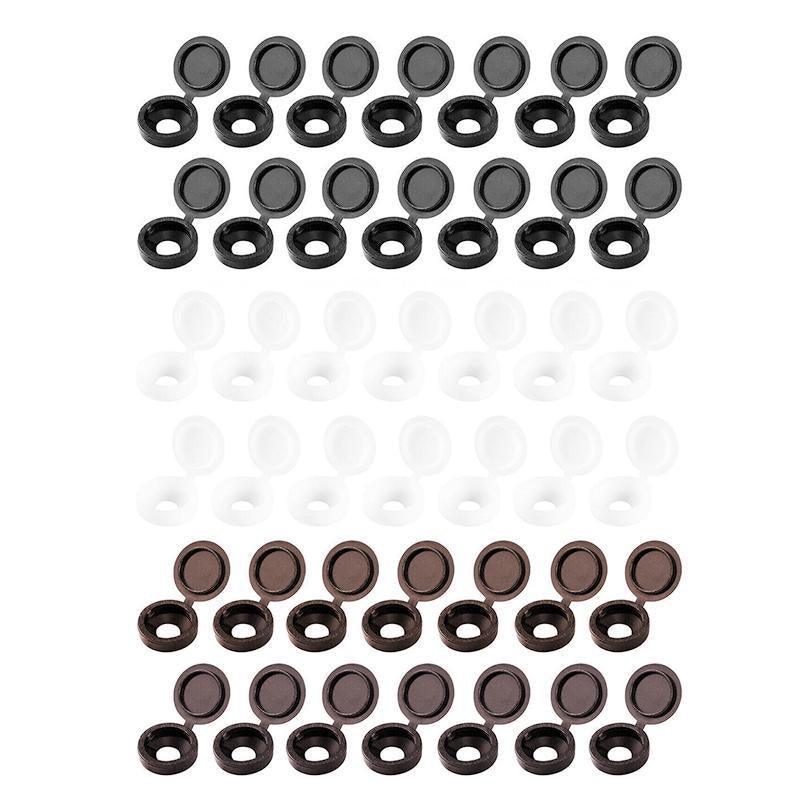 100/200X Plastic Screw Cover Caps Holes Cams Furniture Kitchen Button Nuts Bolts - Black