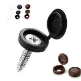 100/200X Plastic Screw Cover Caps Holes Cams Furniture Kitchen Button Nuts Bolts - Black - Top-Down View