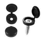 100/200X Plastic Screw Cover Caps Holes Cams Furniture Kitchen Button Nuts Bolts - Black - 45-Degree Angle