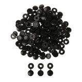 100/200X Plastic Screw Cover Caps Holes Cams Furniture Kitchen Button Nuts Bolts - Black - Close-Up Angle