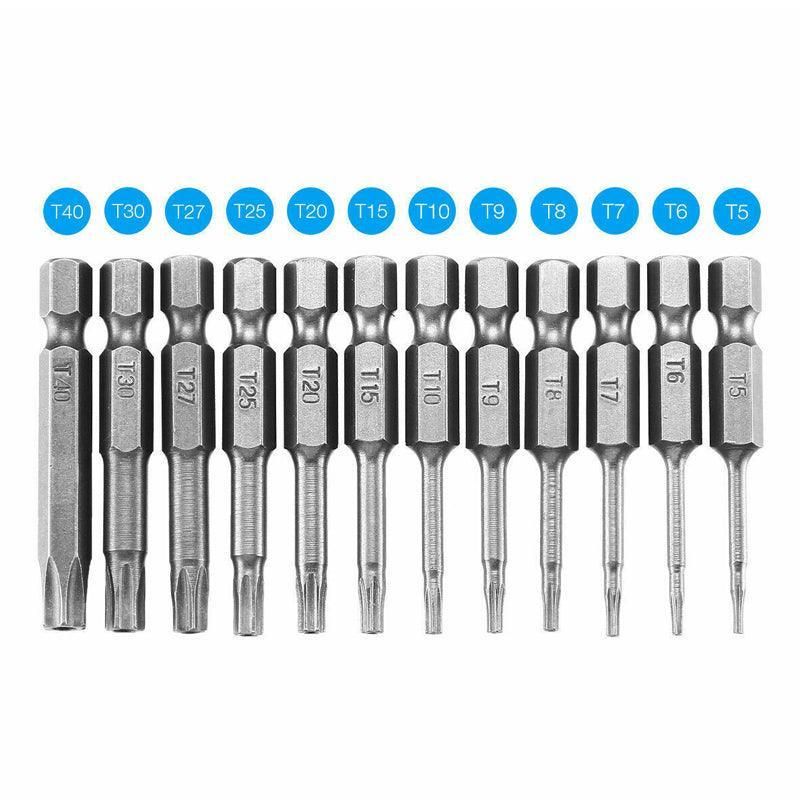 12PCS Torx Screwdriver Bit Set Hex Shank S2 Steel Drill Insert