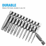 12PCS Torx Screwdriver Bit Set Hex Shank S2 Steel Drill Insert - Low Angle