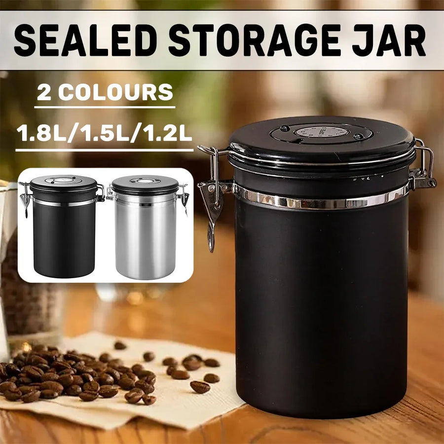 Coffee Powder Sealed Jar Airtight Storage Container for Kitchen Tea Sugar Beans - Silvery-1500ml