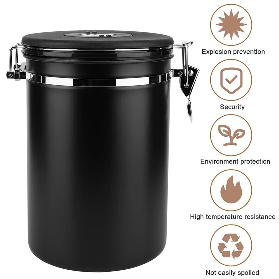 Coffee Powder Sealed Jar Airtight Storage Container for Kitchen Tea Sugar Beans - Silvery-1500ml