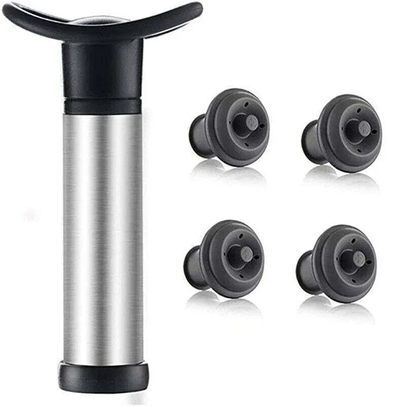 Wine Saver Vacuum Pump Sealer Preserver Set With 4 Valves Air Bottle Stoppers Au