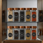 12pcs Square Glass Spice Jars Clear Storage Containers Kitchen Spice Organizing