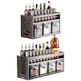 Wall Mounted Kitchen Spice Box Shelf Multifunctional Organiser for Herbs Spices - 3-Grids - Front View