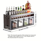 Wall Mounted Kitchen Spice Box Shelf Multifunctional Organiser for Herbs Spices - 3-Grids - Side View