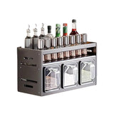 Wall Mounted Kitchen Spice Box Shelf Multifunctional Organiser for Herbs Spices - 3-Grids - Rear View