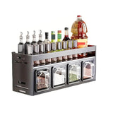 Wall Mounted Kitchen Spice Box Shelf Multifunctional Organiser for Herbs Spices - 3-Grids - Close-Up Angle