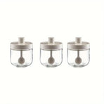 3PCS Glass Seasoning Jar with Spoon Lid Kitchen Salt Spice Storage Box Organizer