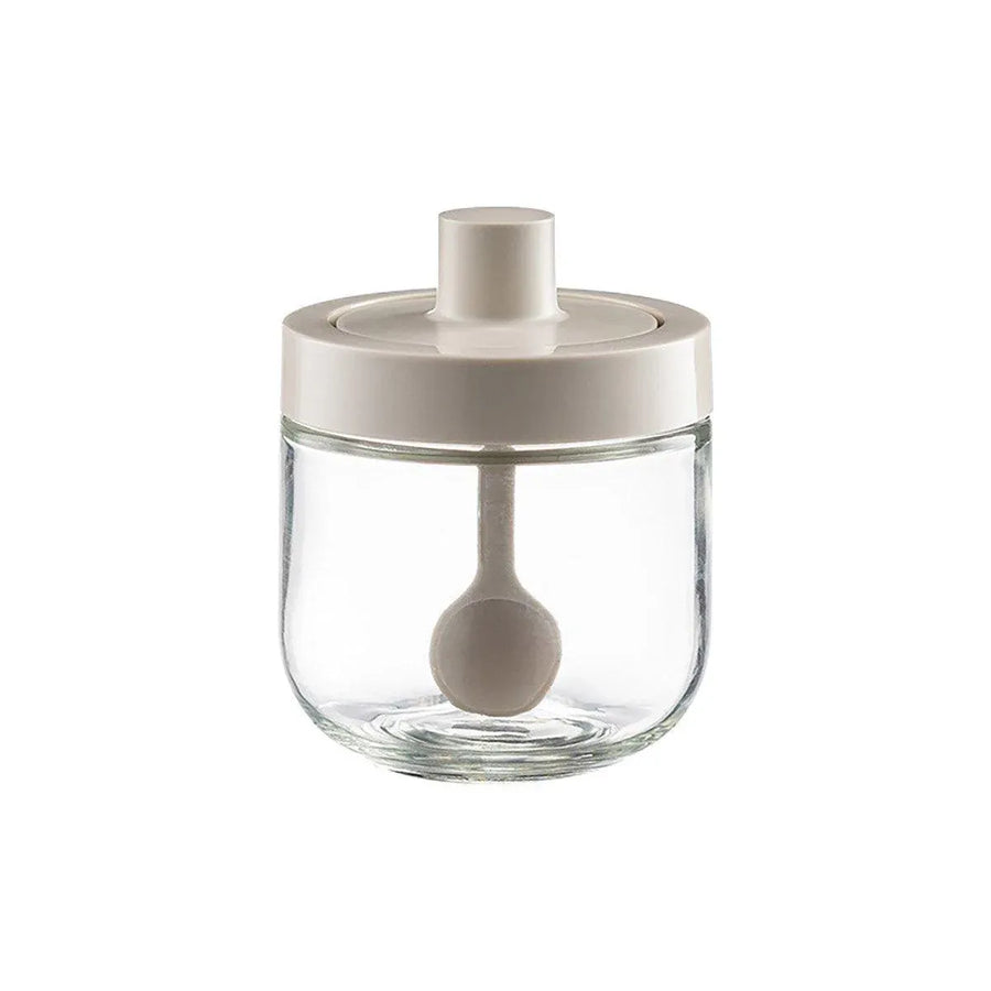 3PCS Glass Seasoning Jar with Spoon Lid Kitchen Salt Spice Storage Box Organizer