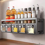 Kitchen Wall Mounted Seasoning Rack Easy Install Space Saving - Top-Down View