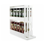 Slide Cabinet Organiser Rack Storage Pantry Kitchen Shelf Spice Jars Can Holder - Top-Down View