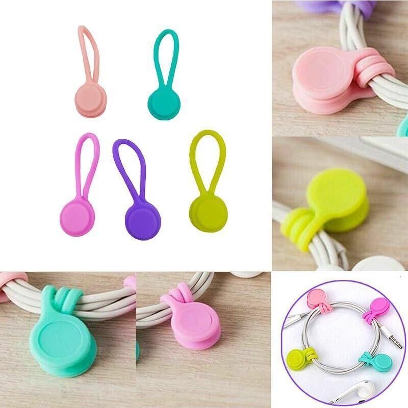 10PCS Cord Clip Organizer Reusable Cable Winder Holder for Desk and Office