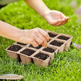 15pcs Pulp Seedling Cups 12 Compartments Nursery Incubators Plant Grow Trays - Top-Down View