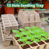 15pcs Pulp Seedling Cups 12 Compartments Nursery Incubators Plant Grow Trays - 45-Degree Angle