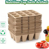15pcs Pulp Seedling Cups 12 Compartments Nursery Incubators Plant Grow Trays - Low Angle