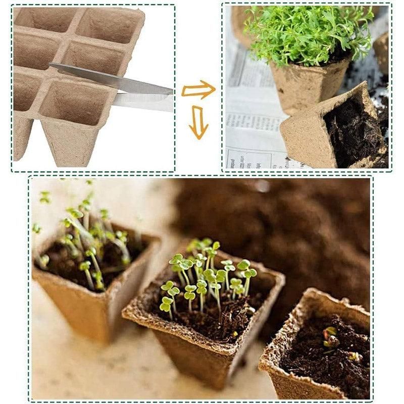 15pcs Pulp Seedling Cups 12 Compartments Nursery Incubators Plant Grow Trays