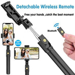Wireless Bluetooth Selfie Stick Tripod with Remote Control for Phones 6 in 1 - Black
