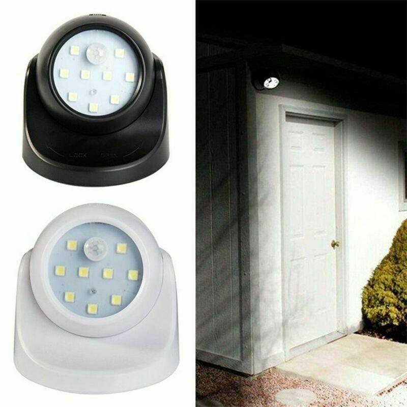 Battery Powered LED Motion Sensor Light Indoor Outdoor Wall Security 360 Degree - White
