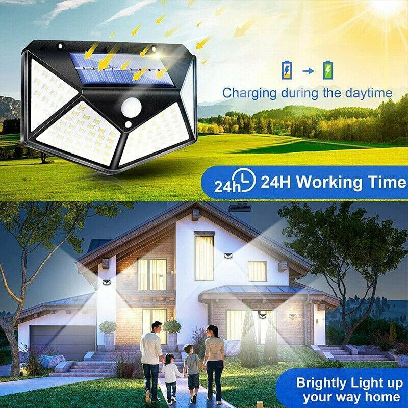 4pcs Solar Powered Outdoor Motion Sensor Security Light 100 LED Waterproof