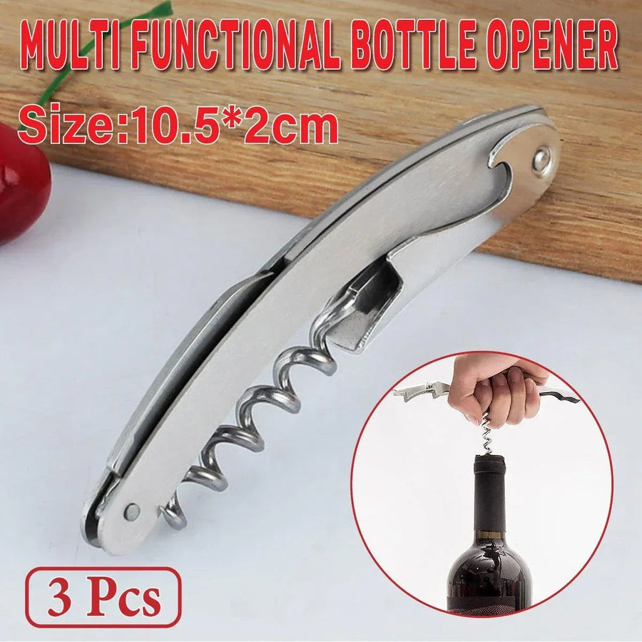 3-Piece Seahorse-Style Bottle Opener and Corkscrew Set