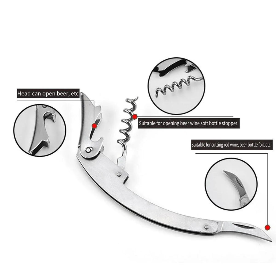 3-Piece Seahorse-Style Bottle Opener and Corkscrew Set