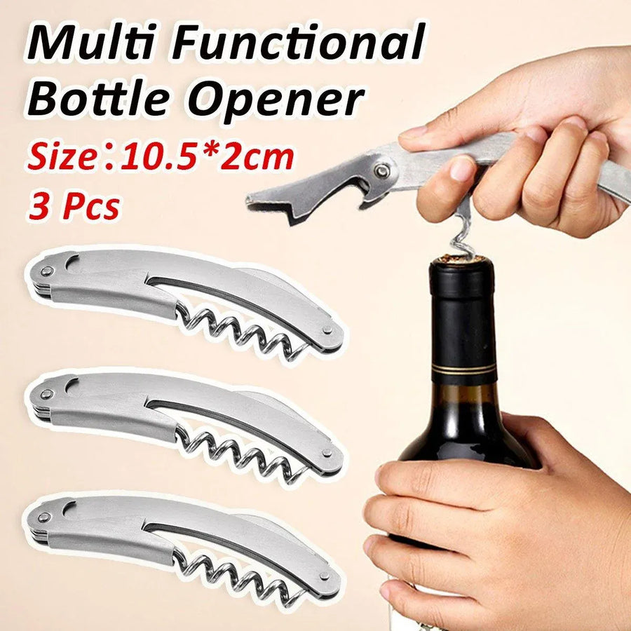 3-Piece Seahorse-Style Bottle Opener and Corkscrew Set