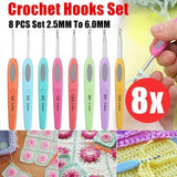 8X Rsi Sewing Tool Crochet Hooks Kit Yarn Knitting Needles Ergonomic Grip Set