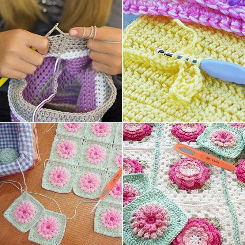 8X Rsi Sewing Tool Crochet Hooks Kit Yarn Knitting Needles Ergonomic Grip Set