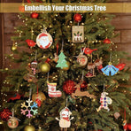 Wooden Christmas Hanging Ornament for Tree DIY Craft Decoration 10pcs - Bell