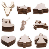 Wooden Christmas Hanging Ornament for Tree DIY Craft Decoration 10pcs - Christmas Tree - Front View