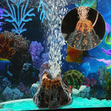 Aquarium Ornament Decoration Fish Tank Air Bubble Stone Volcano Shape Rockery