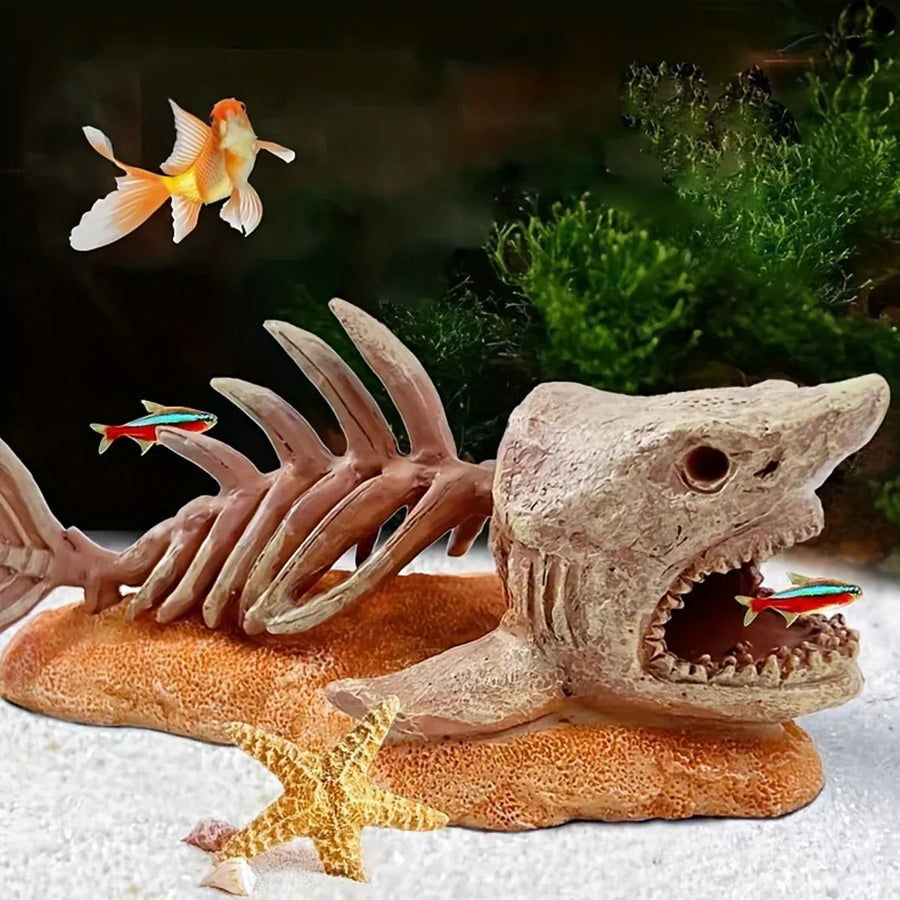 Simulated Shark Skeleton Aquarium Ornament Fish Tank Decoration For Home Office