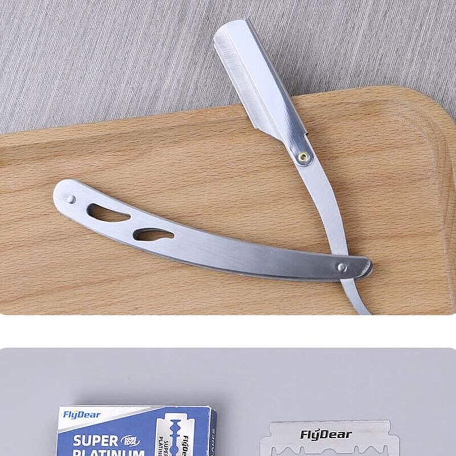 Sharp Barber Salon Straight Cut Throat Shaving Razor Shavette Rasoirs with 10 Blades