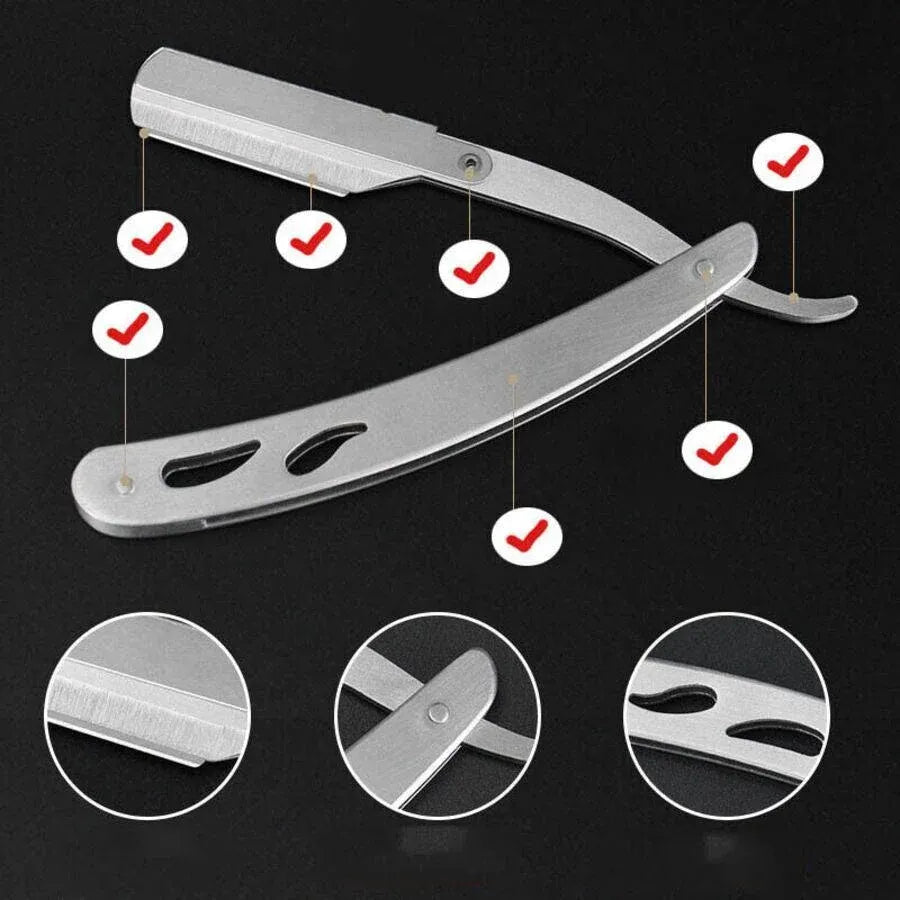 Sharp Barber Salon Straight Cut Throat Shaving Razor Shavette Rasoirs with 10 Blades