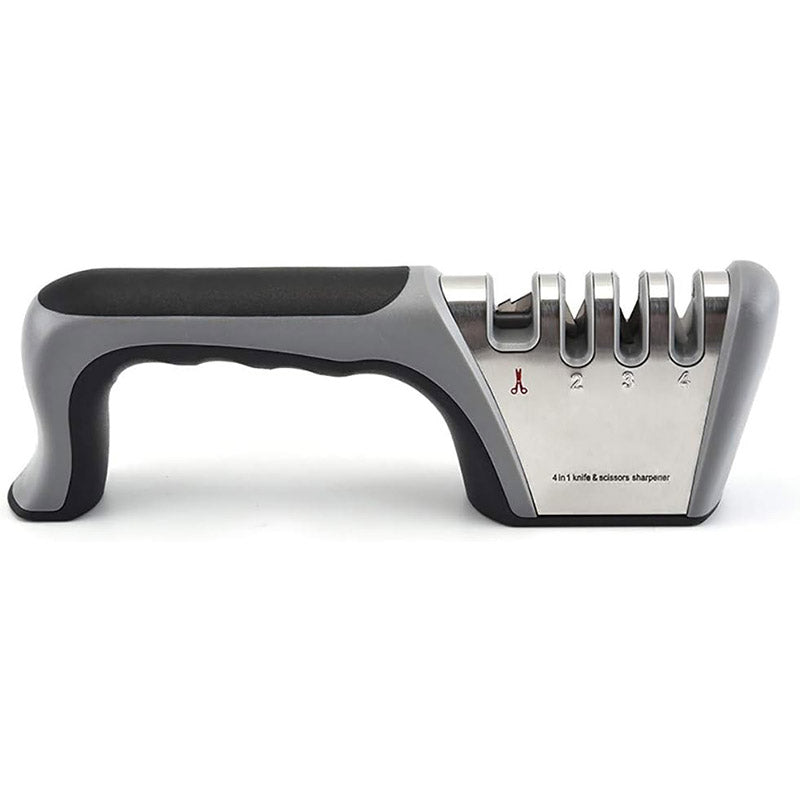 Four Stage Knife Sharpener Multifunction Kitchen Blade Sharpening Tool Quick Use - Black