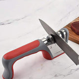 Four Stage Knife Sharpener Multifunction Kitchen Blade Sharpening Tool Quick Use - Red - 45-Degree Angle
